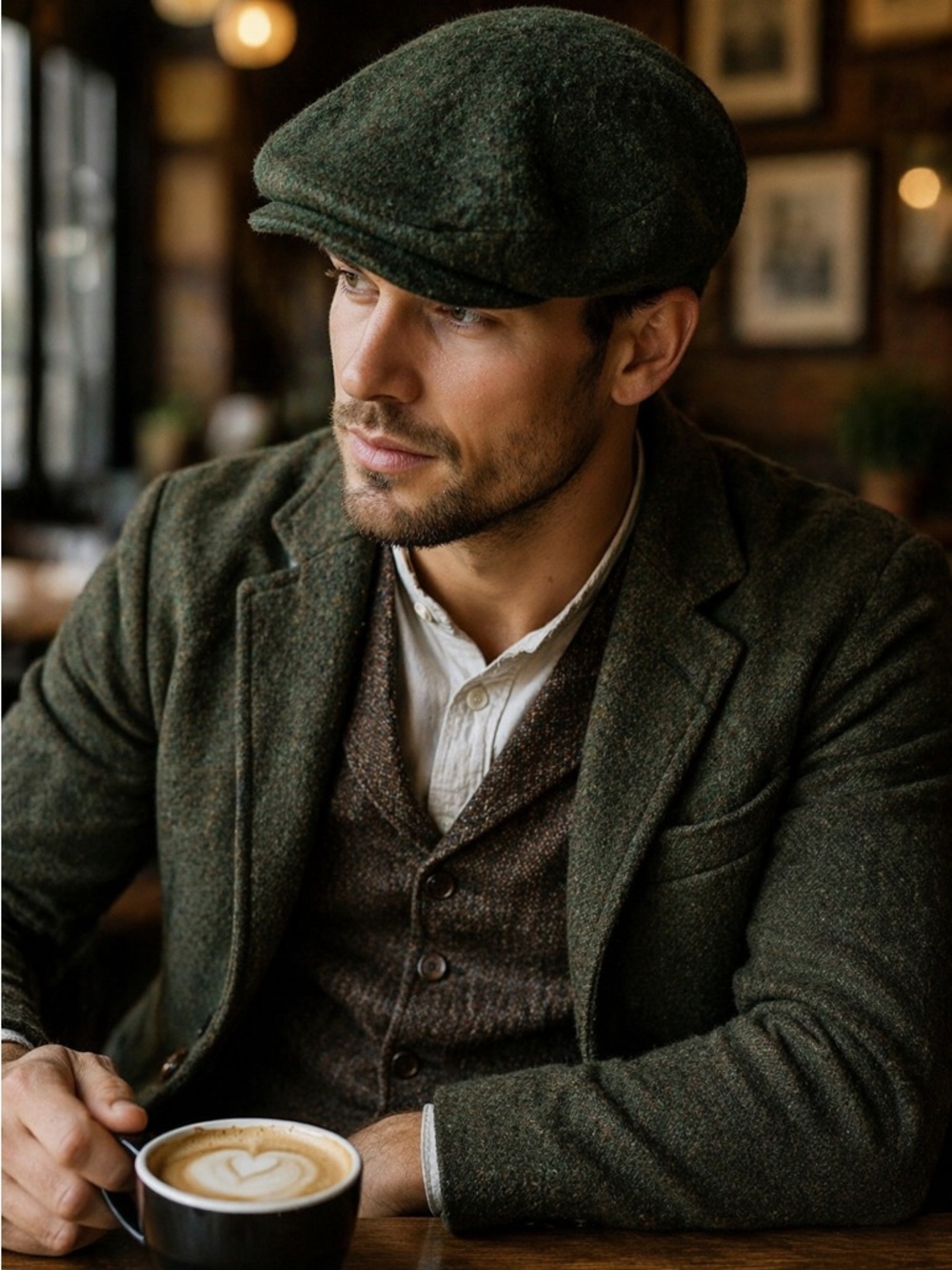 Kangol Green Wool Flat Cap